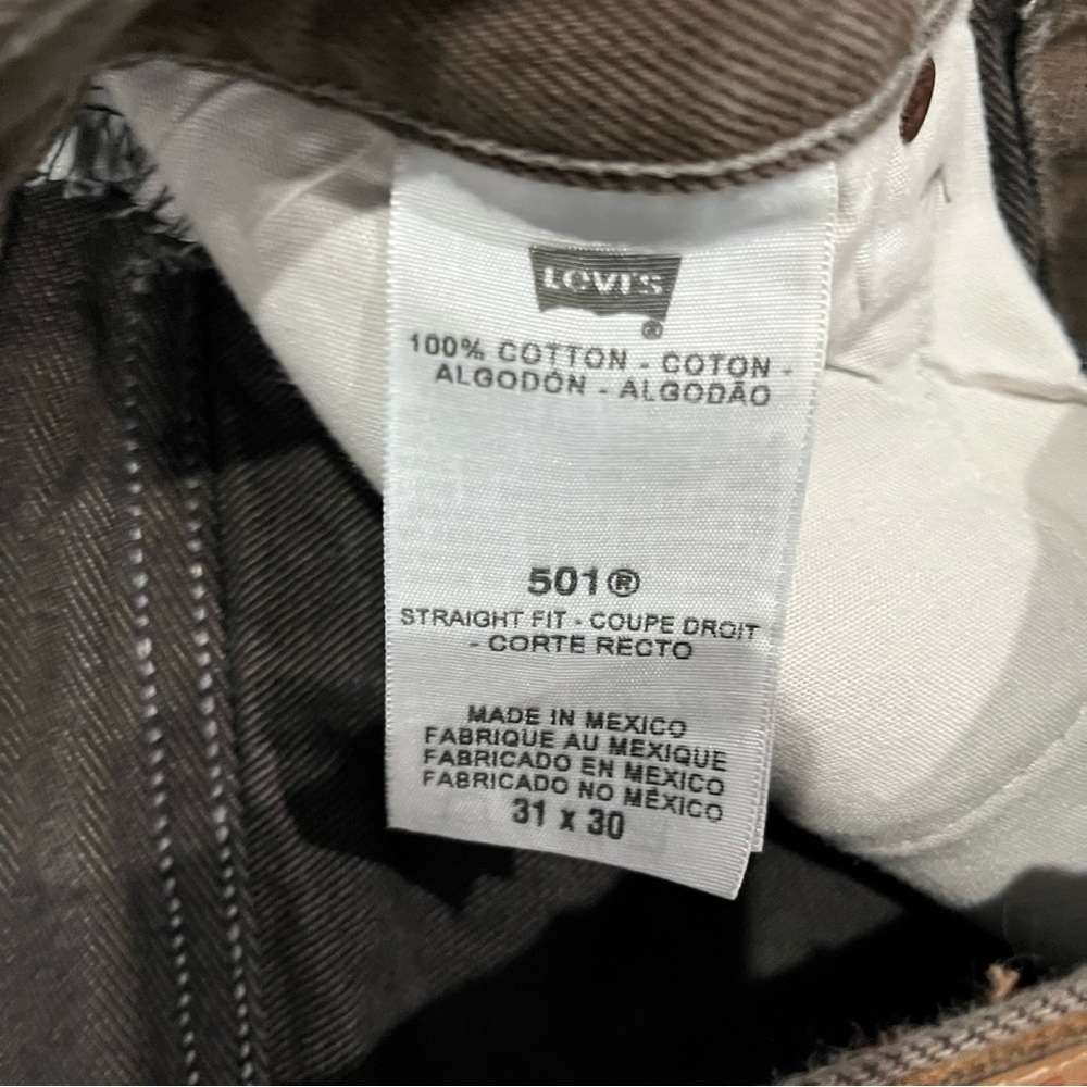 Levi's 501 Men's Jeans 31x30, Brown, Button Fly, Straight Leg, Denim - Picture 5 of 9